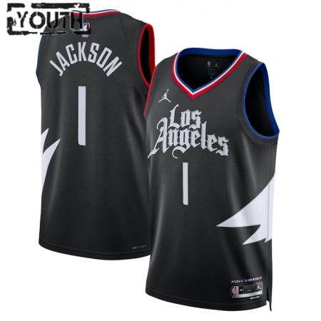 Maillot Enfant Los Angeles Clippers Reggie Jackson 1 2022-23 Jordan Statement Edition Noir Swingman
